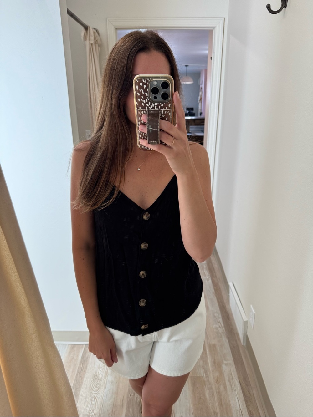URBAN Romantics Black Button-Front V-Neck Cami